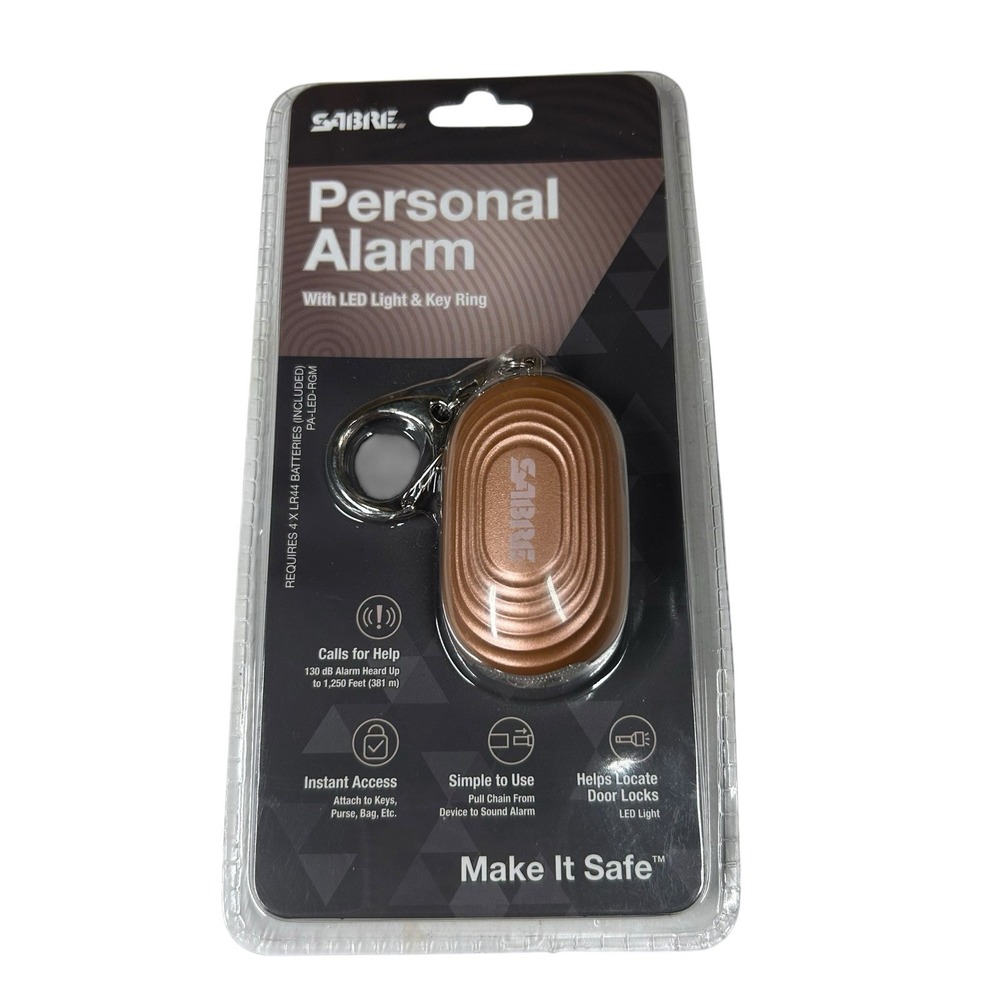 Sabre 2 In 1 Personal Alarm With LED Light 130 dB Alarm + Keychain Pink NEW